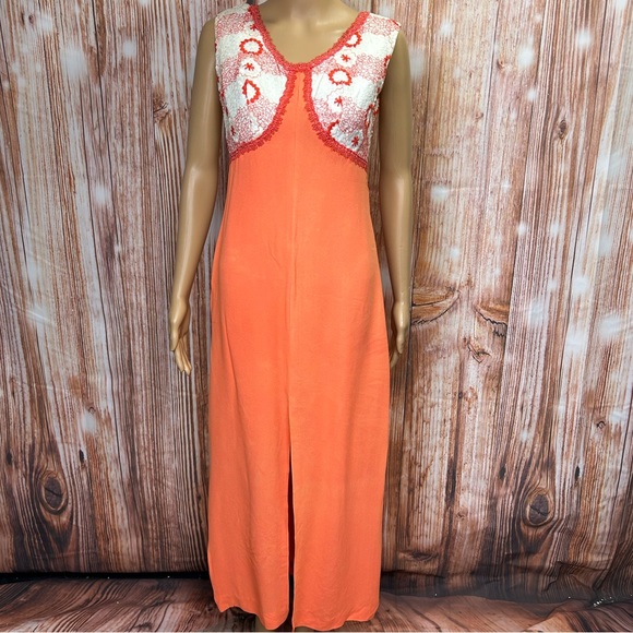 Vintage Dresses & Skirts - Vintage 60’s-70’s Boho Embroidered Top Georgette Maxi Dress